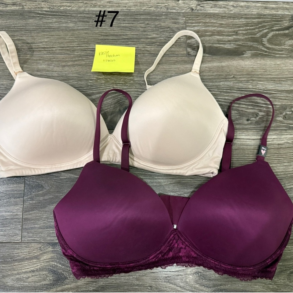Victoria's Secret Cream and Purple Nursing Bra Set